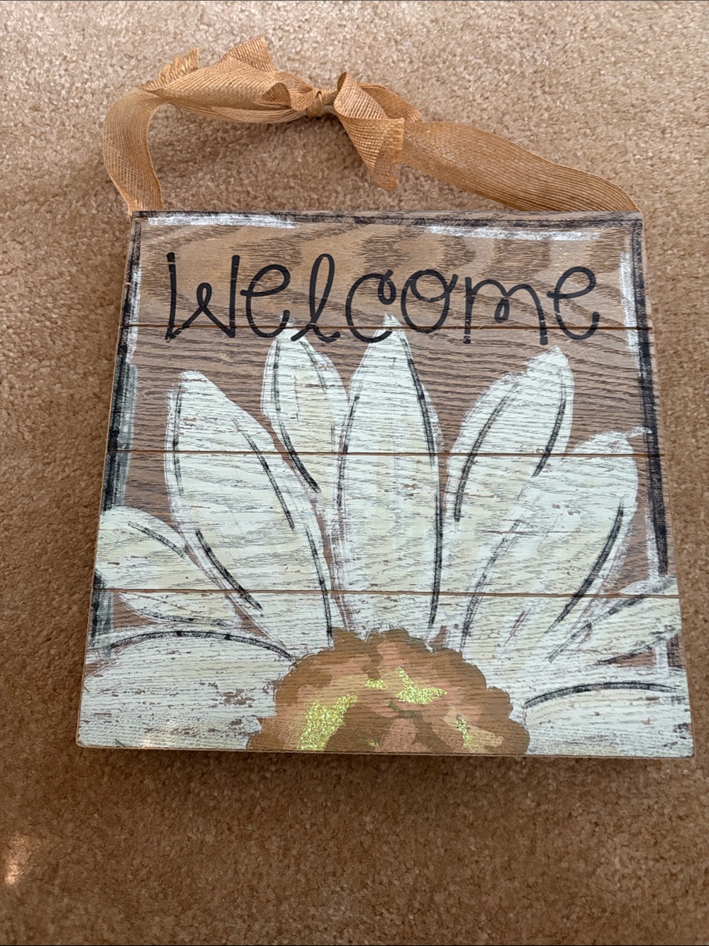 Welcome Wooden Daisy Painted Sign!